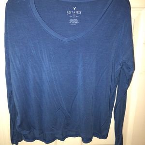 Blue v-neck long sleeve